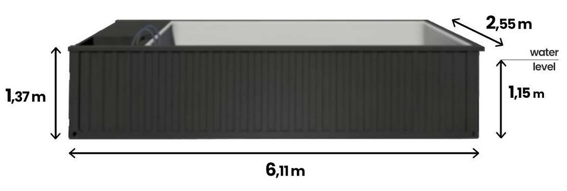 Piscina container 6,11 x 2,5 m pronta all'uso con tetto, Pacchetto Premium - image 7