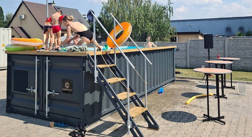 Piscina container 6,2 x 2,5 m pronta all'uso, Pacchetto Comfort